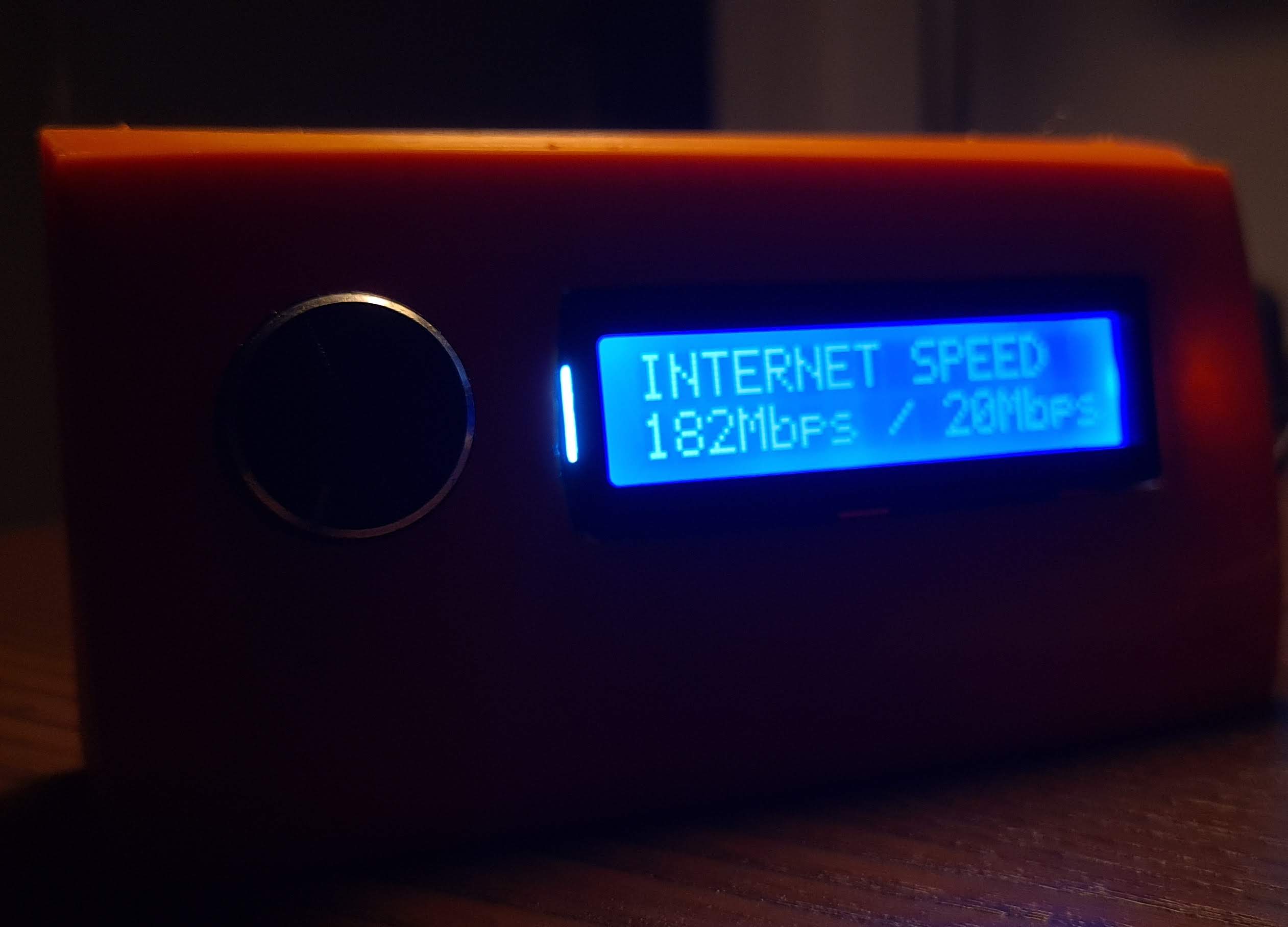 Finished product displaying Internet speed